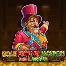 Gold Factory Jackpots Mega Moolah logo – Jackpots by Aurum Signature Studios at Rocket Riches Casino