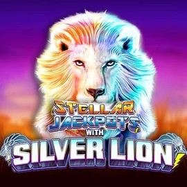 Jackpots logo of Stellar Jackpots with Silver Lion from Lightning Box Game at Rocket Riches Casino